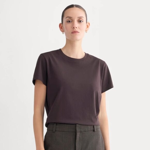Everlane The Box Cut Tee in Essential Cotton in Dark Chocolate, Size Large - Picture 1 of 8